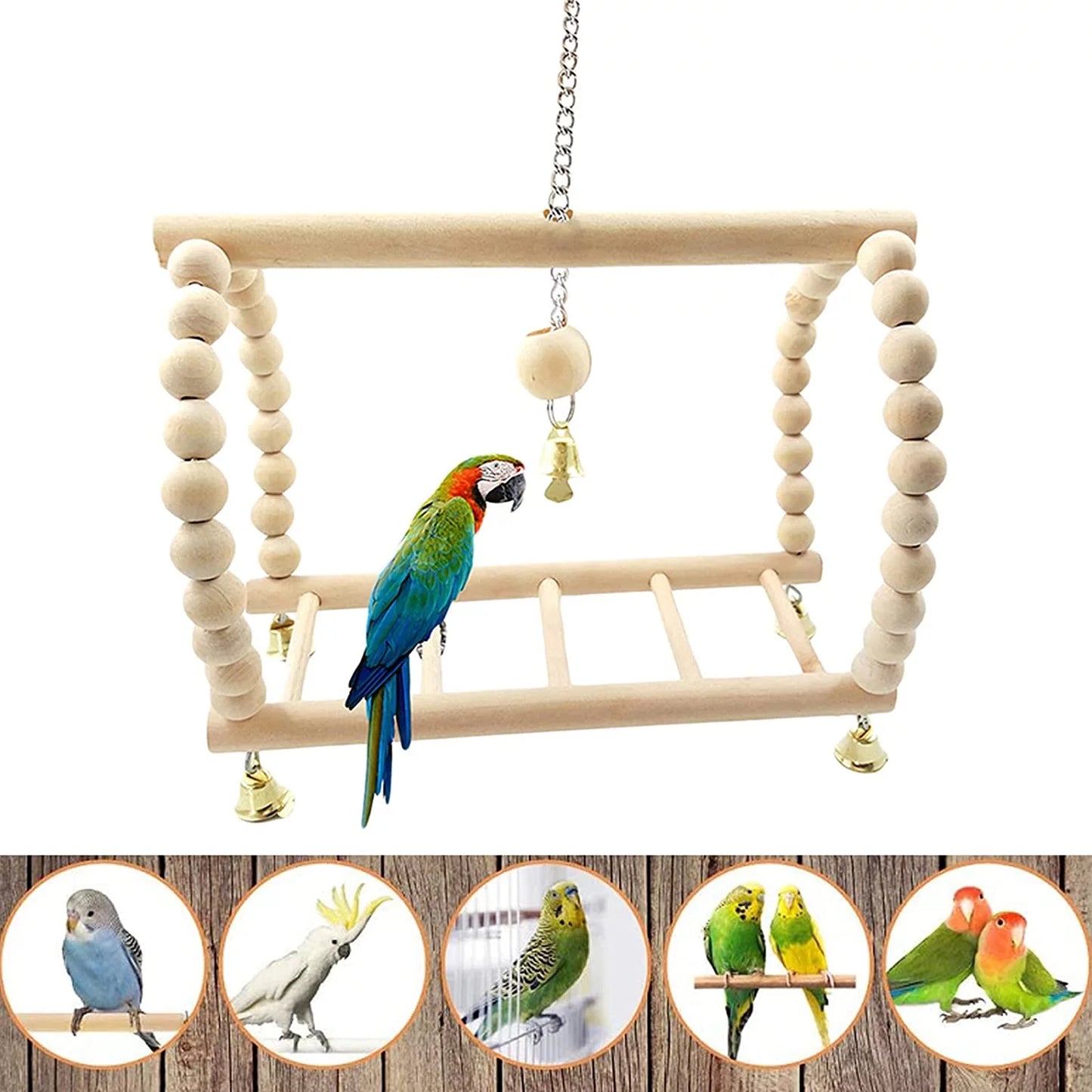 8 Pack Extra Large Bird Toys for Parakeet Toys for Bird Cage Accessories Parakeets Swing Chewing Toys,  Wooden Bird Toys for Cage Parrots Toys, Bird Training Toys, Parrot Hanging Swing